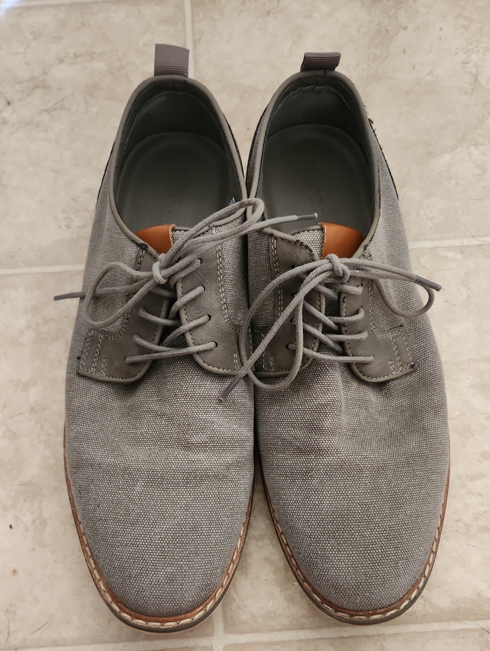 Abound Men's Mr. Sean Light Gray Textured Canvas Lace Up Derby Shoes